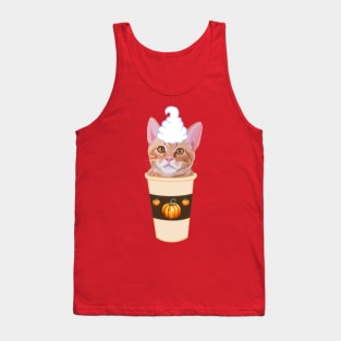 Pumpkin Spice Ginger Cat Coffee Latte Tank Top